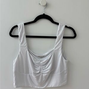 Revolve White Ruched Sleeveless Crop Top
